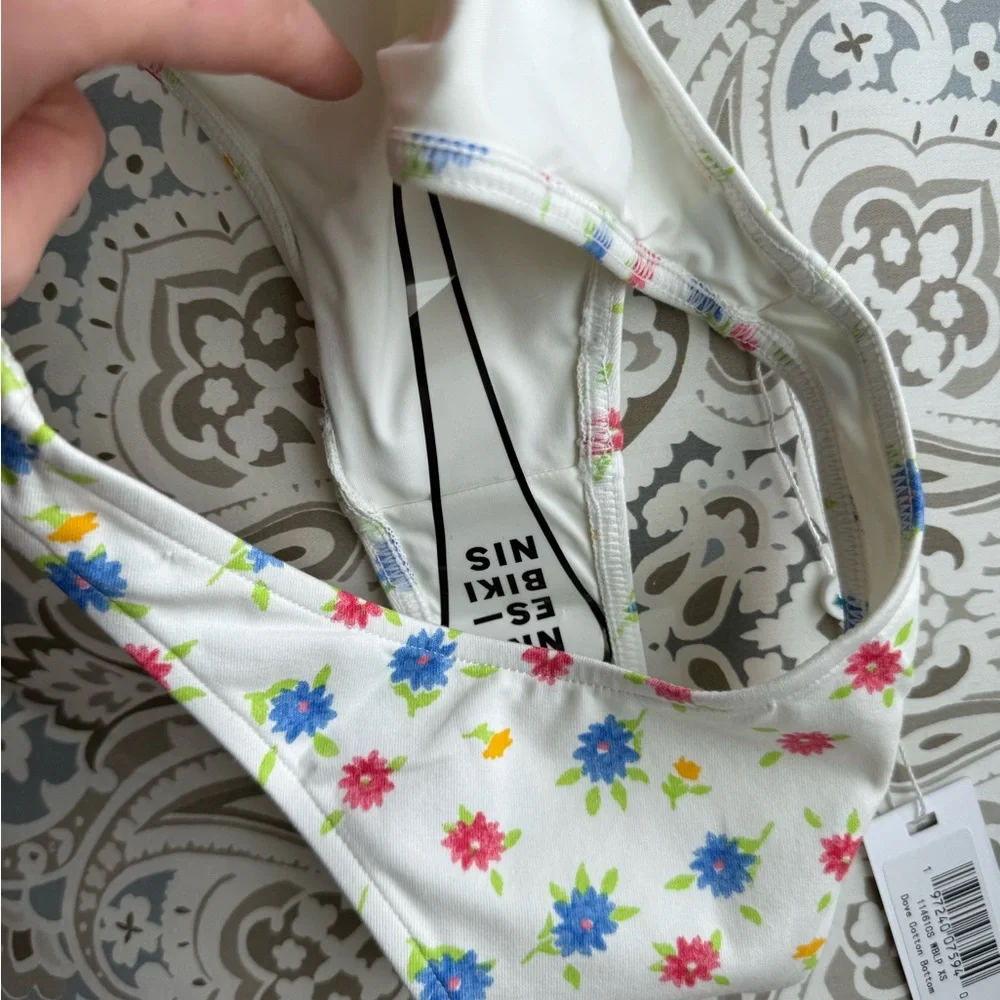 NWT Frankies Bikinis Premium dove cotton bikini bottoms in blossom Size XS